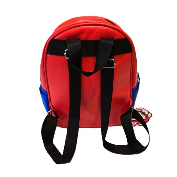 New Official Nintendo Super Mario Bros Mini Backpack ~ Red Blue Faux Leather - Picture 6 of 9